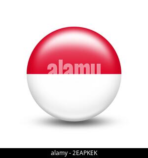 Indonesien Land Flagge Kreis mit weißem Schatten Stockfoto