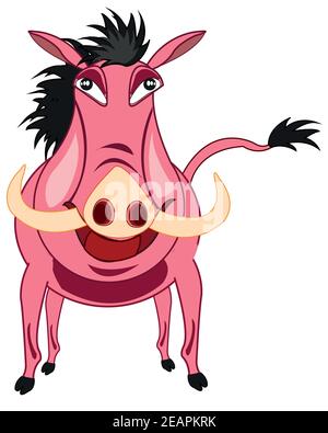 Vektor-Illustration der Karikatur der Tierwelt der Wildschwein Warzenschwein Stock Vektor