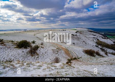 Blick nach Westen in Richtung Truleigh Hill vom Devils Dyke bei Brighton, East Sussex, England, Großbritannien Stockfoto