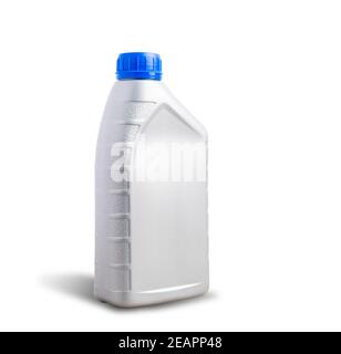 Grauer Kunststoff kann Maschine Schmierölflasche 1 Liter Stockfoto