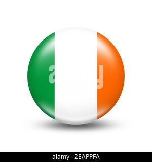 Irland Land Flagge Kreis mit weißem Schatten Stockfoto