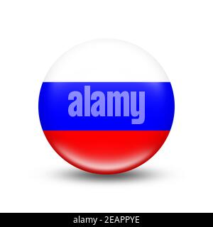 Russland Land Flagge in Kugel mit weißem Schatten Stockfoto