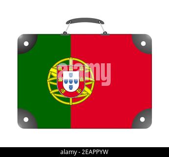 Portugal Flagge in Form eines Reisekoffers auf Ein weißer Hintergrund Stockfoto