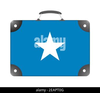 Somalia-Landesflagge in Form eines Reisekoffers Auf weißem Hintergrund Stockfoto