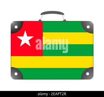 Togo Landesflagge in Form eines Reisekoffers Auf weißem Hintergrund Stockfoto