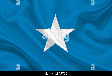 Somalia Land Flagge auf gewellte Seide Stoff Hintergrund Panorama Stockfoto