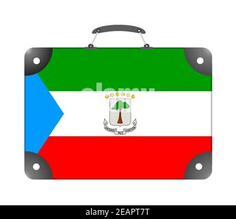 Äquatorialguinea Flagge in Form eines Koffers für Reise auf weißem Hintergrund Stockfoto