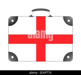 England Land Flagge in Form eines Reisekoffers Auf weißem Hintergrund Stockfoto