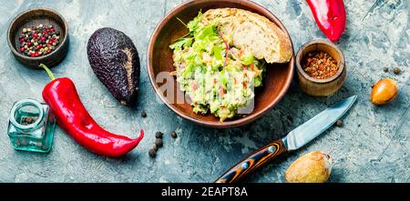 Guacamole, kalte mexikanische Vorspeise Stockfoto