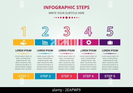 Elegante Infografik-Vorlage mit 5 Schritten Stock Vektor