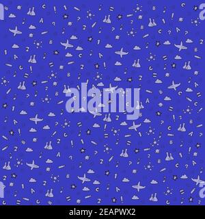 Abstrakt stilvoller Hintergrund mit verschiedenen Symbolen der Studie Stockfoto