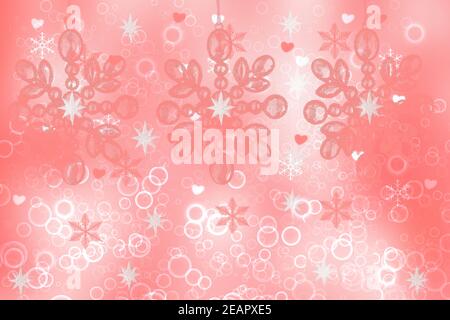 Abstrakte rosa weiß Licht Hintergrundstruktur mit leuchtenden kreisförmigen Bokeh Lichter und Sterne. Schöne bunte Frühling oder Sommer Hintergrund. Stockfoto