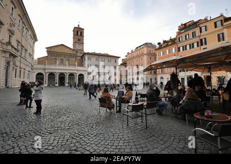 Piazza di Santa Maria in Trastevere, Rom, Italien Stockfoto