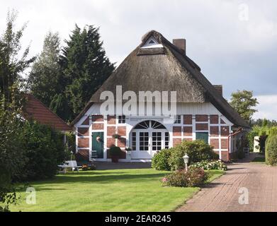 Reetdachhaus, Haus, Niedersachsen, Altes Haus Stockfoto