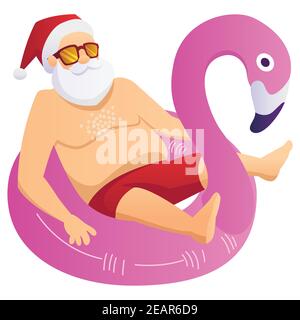 Weihnachtsmann Am Schwimmring Stock Vektor