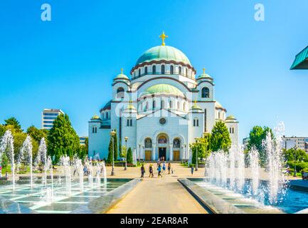 Blick auf die sankt sava Kathedrale in Belgrad, Serbien Stockfoto