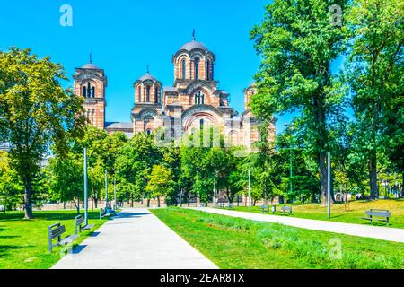 Blick auf die markuskirche in Belgrad, Serbien. Stockfoto