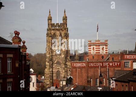 Stockport St Marys Kirche im Stadtzentrum Stockfoto