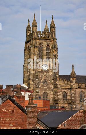 Stockport St Marys Kirche im Stadtzentrum Stockfoto