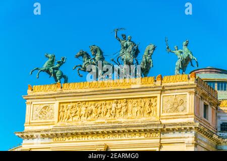 Ansicht des Teatro Massimo in Palermo, Sizilien, Italien Stockfoto