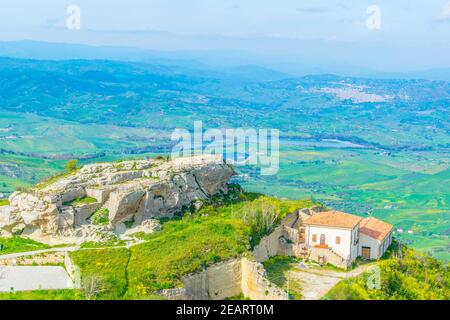 Aussichtspunkt Rocca di Cerere in Enna, Sizilien, Italien Stockfoto