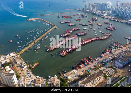 Tuen Mun, Hongkong 16. Mai 2019: Blick von oben auf die Peak Bay von Castle Stockfoto