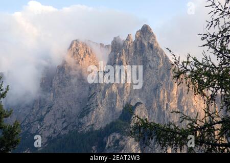 Santnerspitze, Schlern, Seiser, Alm Stockfoto