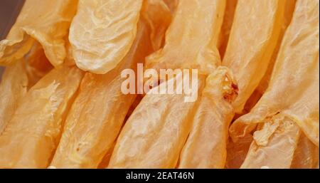 Getrockneter Fisch, der aus nächster Nähe mäh Stockfoto