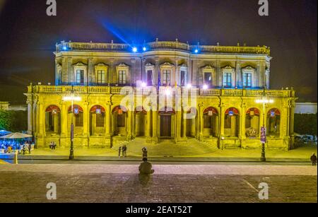 Blick auf den palazzo Ducezio in Noto, Sizilien, Italien Stockfoto