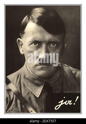 ANSCHLUSS 1938, 'Adolf Hitler Referendum Annexion Anschluss Austria 1938' Original-Posterporträt von Hitler in SA-Uniform mit Unterschrift ja! Stockfoto