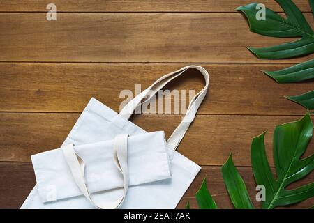 Weiße Tasche canvas Stoff tote. Tuch shopping Sack mockup mit kopieren. Stockfoto