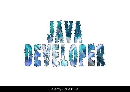 Java Developer, Banner, Poster und Sticker, mit Beschneidungspfad Stockfoto