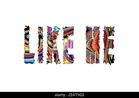 Like Me Word, Banner, Poster und Sticker, mit Beschneidungspfad Stockfoto