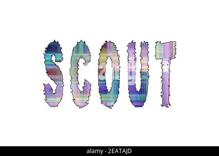 Scout Word, Banner, Poster und Sticker, mit Beschneidungspfad Stockfoto