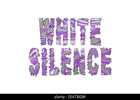 White Silence ist Gewalt, Banner, Poster und Sticker, mit Schnittpfad Stockfoto