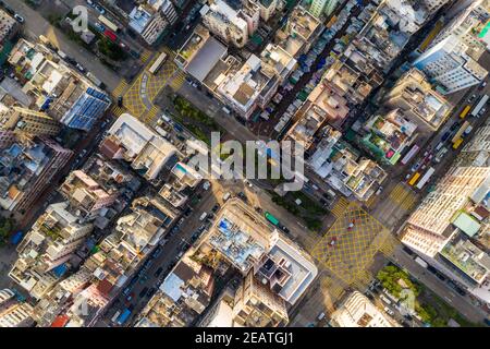 Sham Shui Po, Hongkong 09. Oktober 2019: Blick von oben auf die Stadt Hongkong Stockfoto