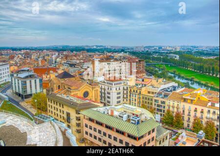 Luftaufnahme der spanischen Stadt Lleida Stockfoto