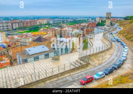 Luftaufnahme der spanischen Stadt Lleida Stockfoto