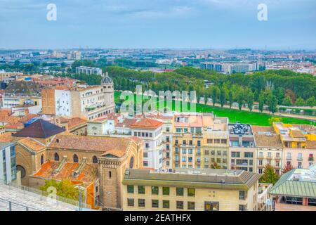 Luftaufnahme der spanischen Stadt Lleida Stockfoto