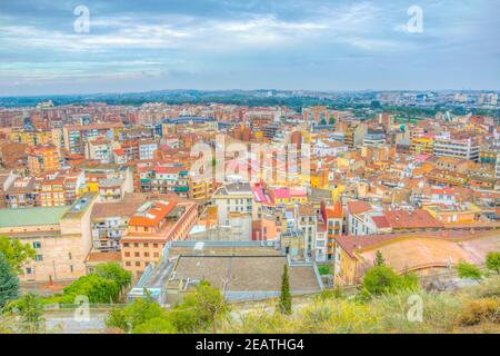 Luftaufnahme der spanischen Stadt Lleida Stockfoto