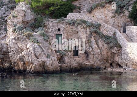 Haus in alten Hafen Kolorina, Dubrovnik, Kroatien Stockfoto