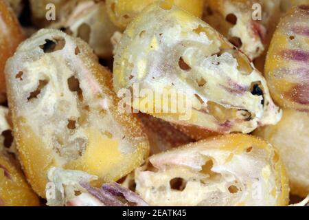 Maiskörner, die von Rhyzopertha dominica beschädigt werden, sind häufig weniger Getreide Bohrer Stockfoto