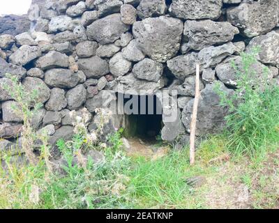 Orongo, die Bedeutung der Osterinsel. Stockfoto