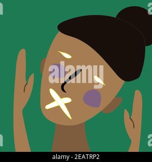 Abstraktes Porträt eines dunkelhäutigen Mädchens Vektor Illustration Stock Vektor