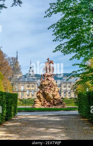 Fuente de la fama Brunnen im Garten von la Granja De San Ildefonso in Spanien Stockfoto