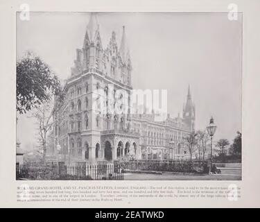 Vintage London Foto von 1892 von St. Pancras Nation und Hotel von Shepps Fotografien. Stockfoto