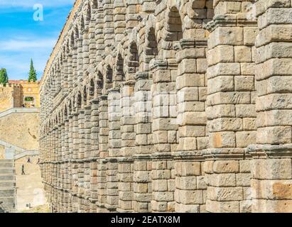 Detail des Aquädukts in Segovia, Spanien Stockfoto