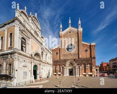 Basilica dei Santi Giovanni e Paolo und Scuola Grande di San Marco, Campo Santi Giovanni e Paolo, Venedig, Venetien, Italien Stockfoto