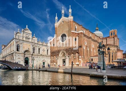 Basilica dei Santi Giovanni e Paolo und Scuola Grande di San Marco, Campo Santi Giovanni e Paolo, Venedig, Venetien, Italien Stockfoto