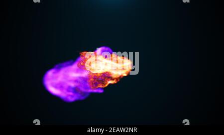 Tanz der konzentrierten farbigen Teilchen, computergeneriert. 3d Rendering abstrakter Hintergrund mit flüssigen Wolken Stockfoto